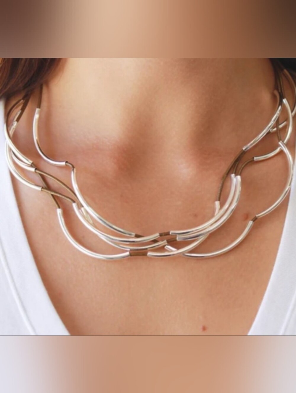 Lizzy James Silver Multi-Strand Tubular Convertible Necklace/Bracelet